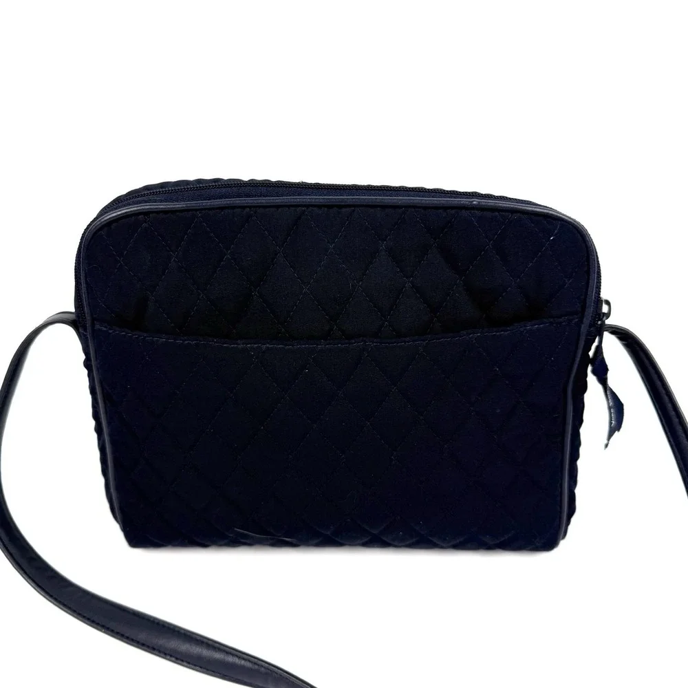Vera Bradley Crossbody Bag Dark BLUE Microfiber Trimmed Triple Compartment‎